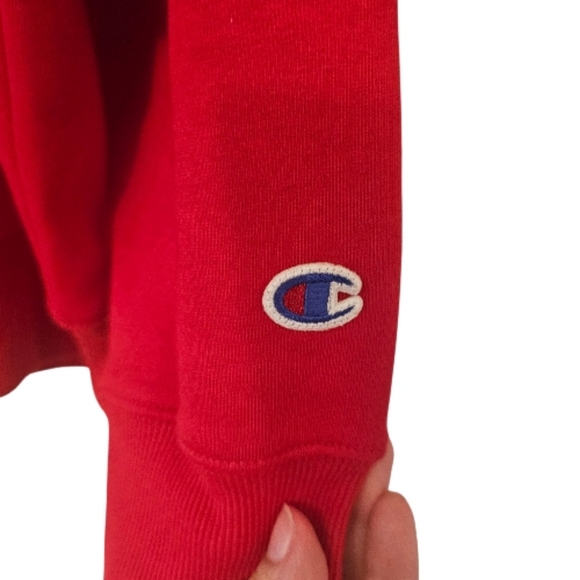 Red Champion Women's C Banner Standard Pullover Hoodie - Picture 4 of 12